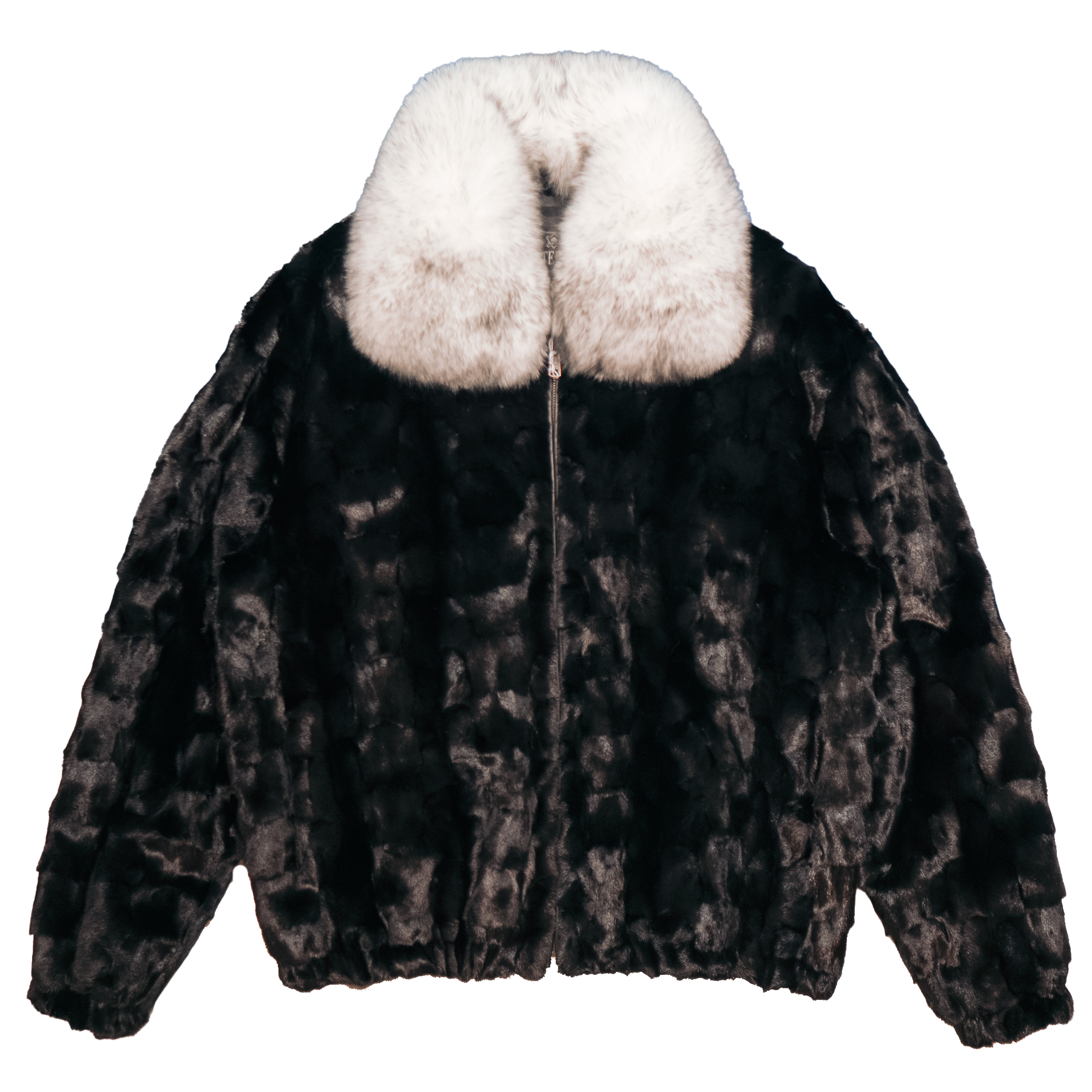 Kashani Black Mink Bomber Jacket with Natural Arctic Fox Collar - Dudes Boutique