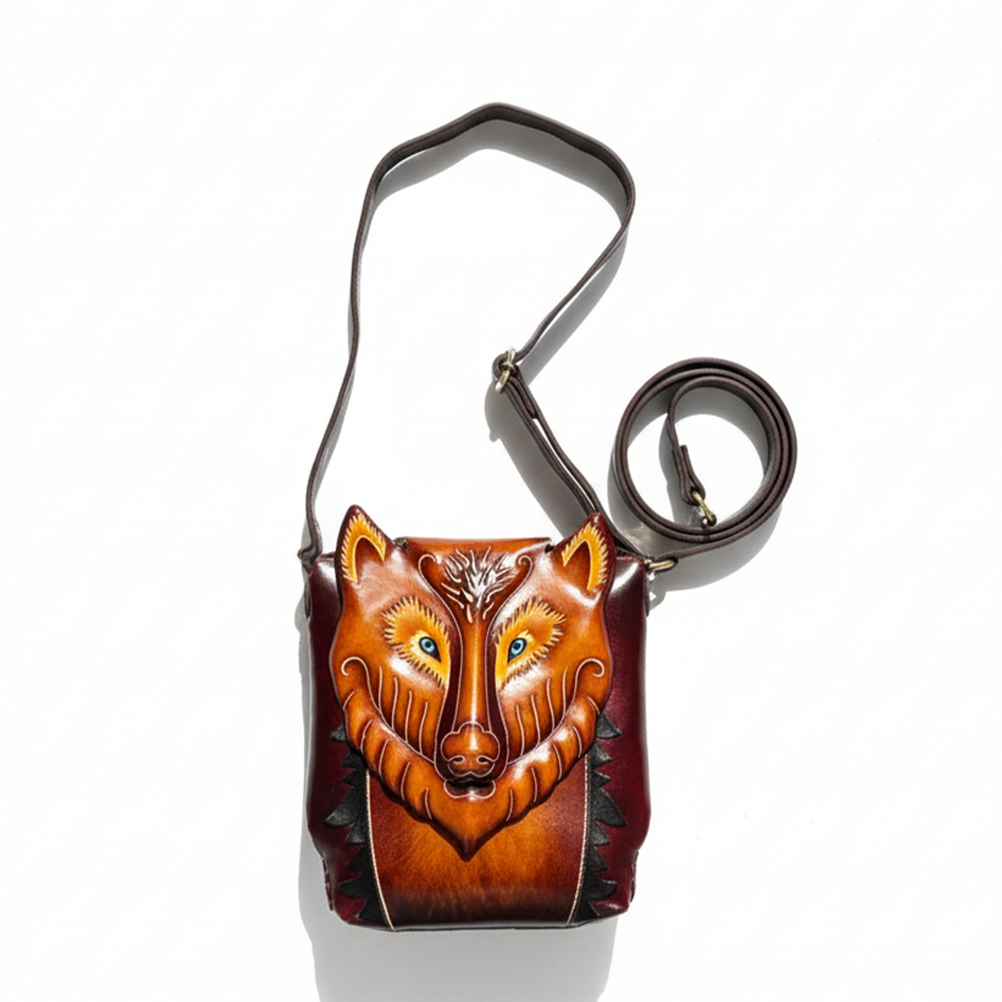 Kashani Handcrafted Leather Wolf Purse