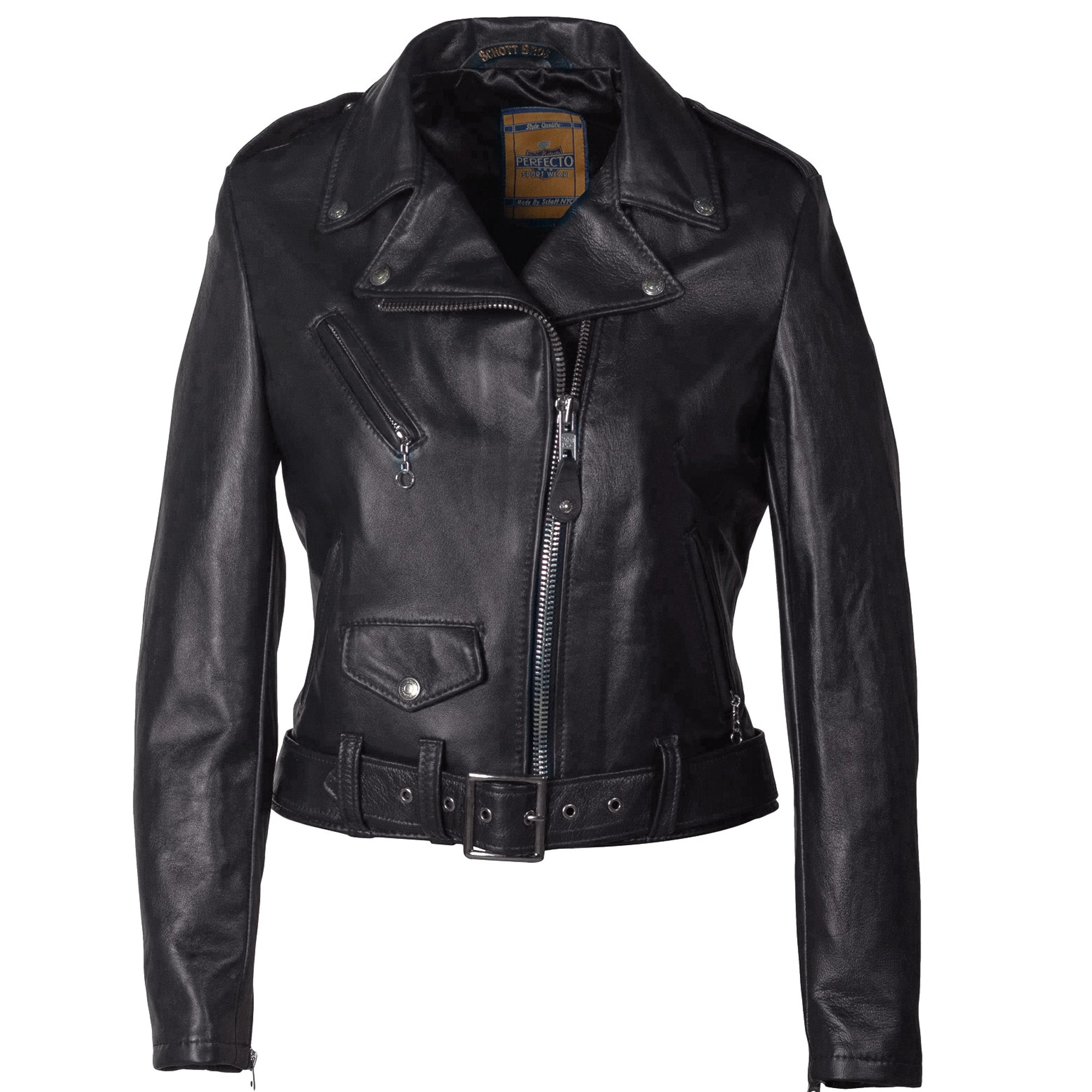 Schott 210W Women's Cropped Perfecto in Lambskin Leather Jacket