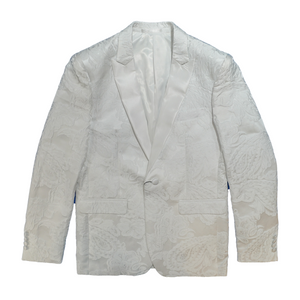 Cielo White Embroidered Jacquard Paisley Blazer - Dudes Boutique