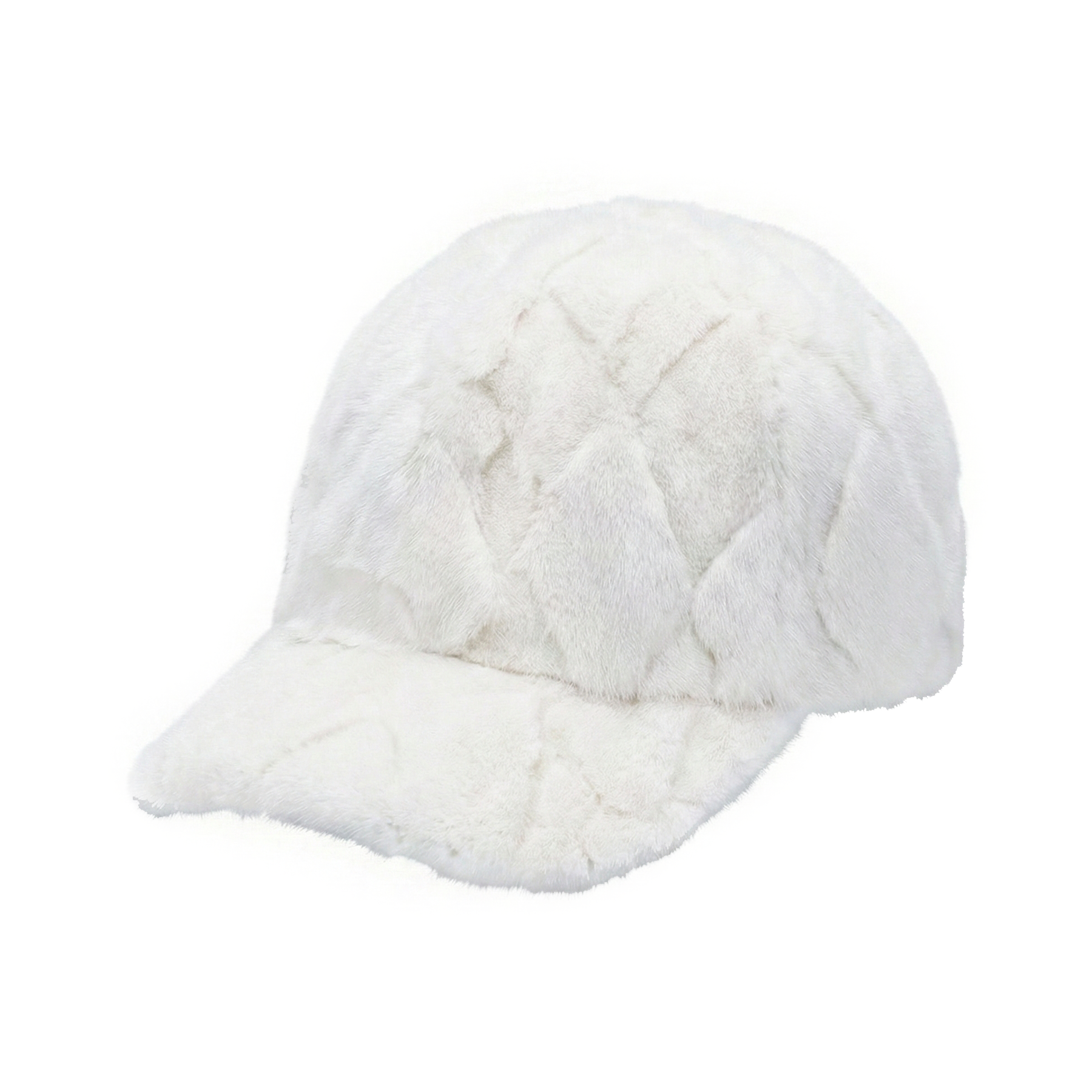 Kashani White Diamond Cut Mink Baseball Hat