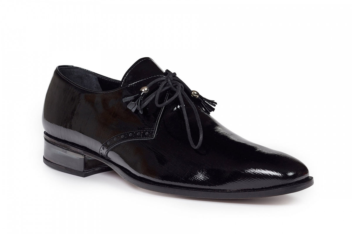 Mauri - 4801 Black Patent Leather & Plexiglass Heel Dress Shoes - Dudes Boutique