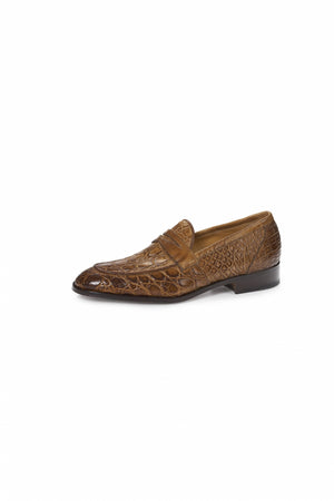 Mauri 4862 Brown Alligator Belly Penny Loafers - Dudes Boutique