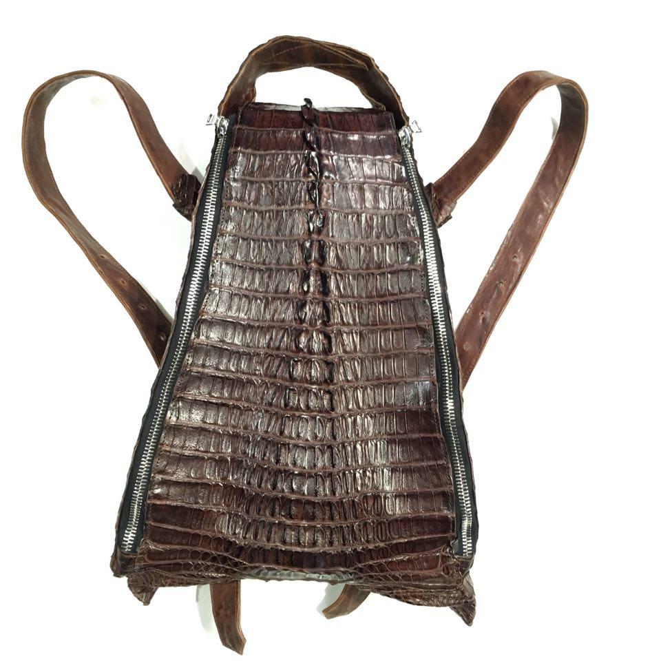Kashani Chocolate Brown All-Over Alligator Backpack - Dudes Boutique