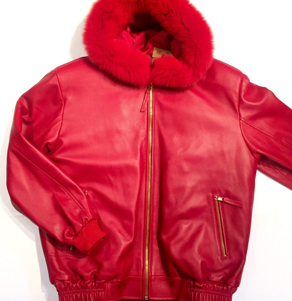 G-Gator Candy Red Mink/Lambskin Bomber Jacket - Dudes Boutique