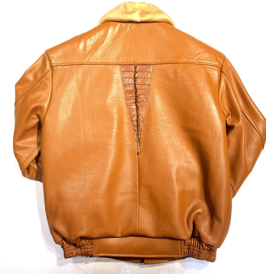 G-Gator 2057 Cognac Alligator/Mink Bomber Jacket - Dudes Boutique
