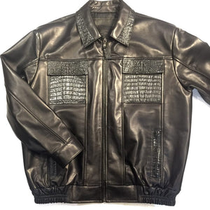 G-Gator Black Alligator Bomber Jacket - Dudes Boutique