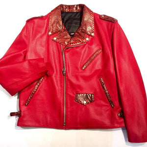 G-Gator Candy Red Diamond Back Python Biker Jacket - Dudes Boutique