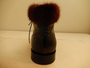 Mauri Mink/Ostrich Leg/Crocodile Lace Up Ankle Boots 4409 - Dudes Boutique