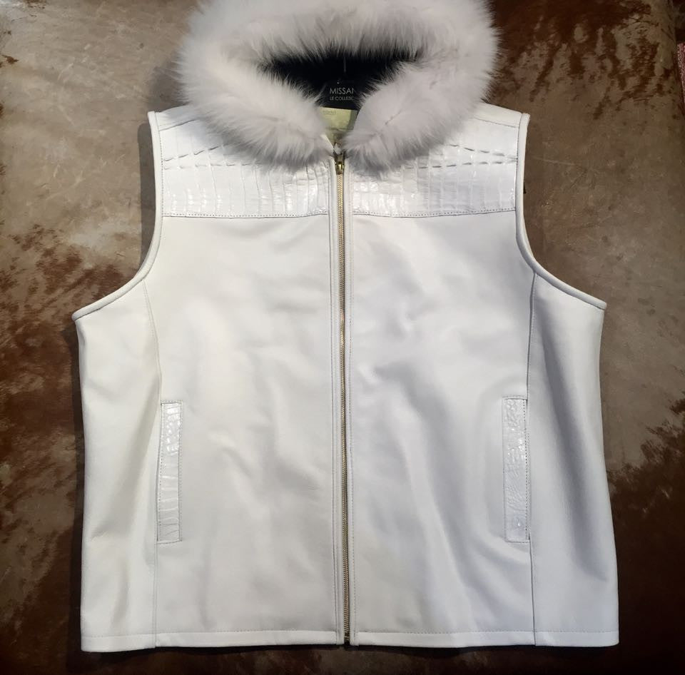 G-Gator - Hooded Crocodile/Lambskin Vest w/ Fox Fur Trim - Dudes Boutique