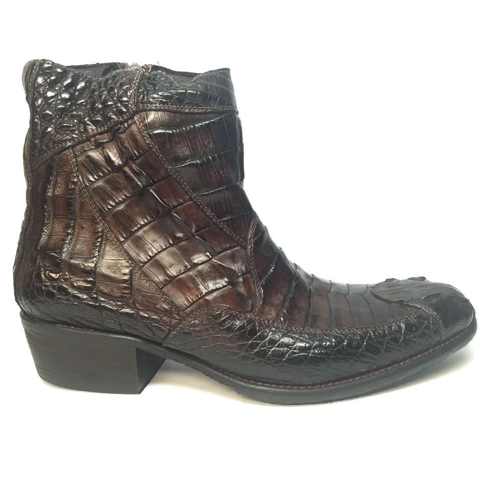 Calzoleria Toscana Brown Horn-back Crocodile Ankle Boots - Dudes Boutique