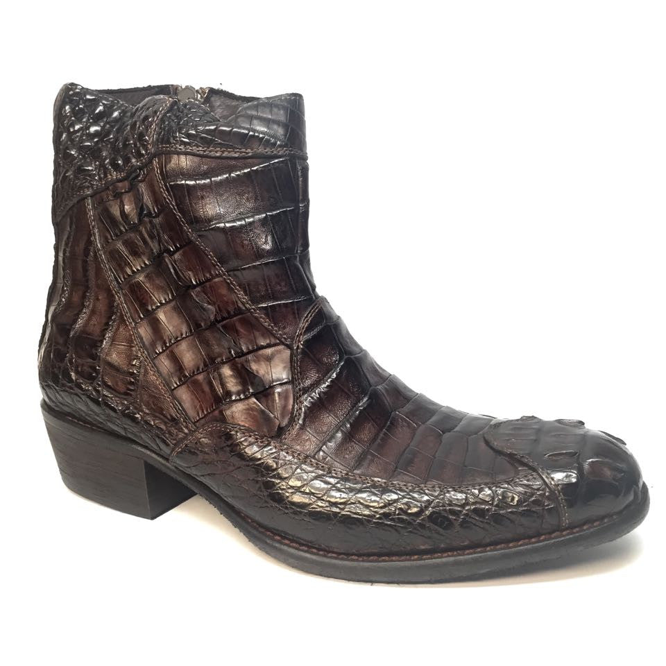 Calzoleria Toscana Brown Horn-back Crocodile Ankle Boots - Dudes Boutique