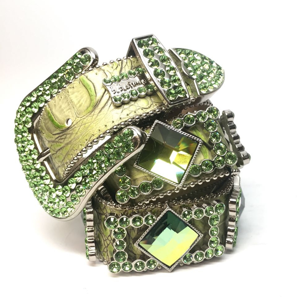 b.b. Simon 9003 Green Monster Crystal Belt - Dudes Boutique