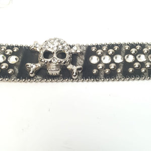 b.b. Simon 7053 Skull Zebra Crystal Belt - Dudes Boutique