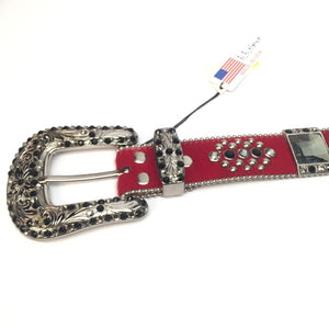 b.b. Simon 4045 Red Crystal Belt - Dudes Boutique