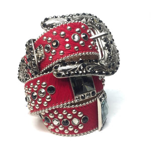 b.b. Simon 4045 Red Crystal Belt - Dudes Boutique