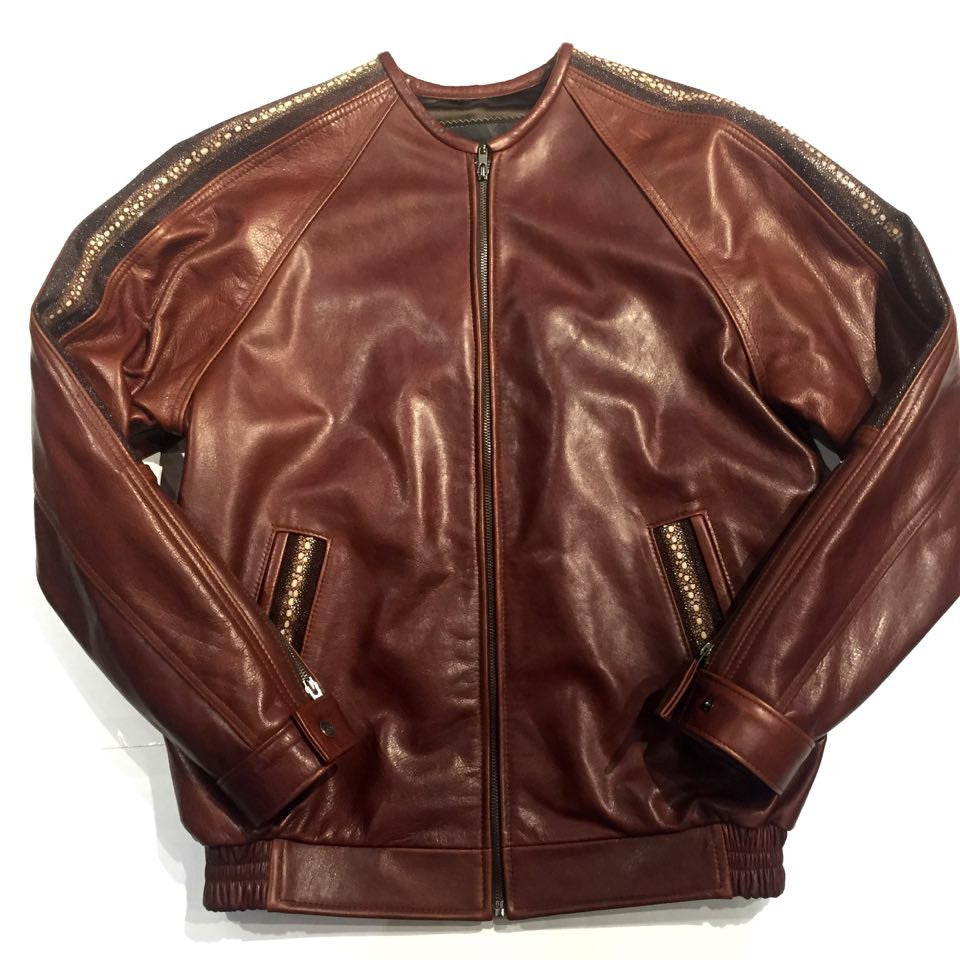 G-Gator Cowhide/Stingray Chinese Collar Bomber Jacket - Dudes Boutique