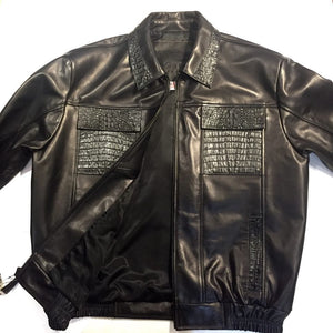 G-Gator Black Alligator Bomber Jacket - Dudes Boutique