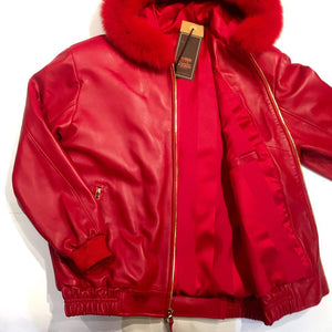 G-Gator Candy Red Mink/Lambskin Bomber Jacket - Dudes Boutique