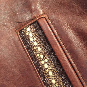 G-Gator Cowhide/Stingray Chinese Collar Bomber Jacket - Dudes Boutique