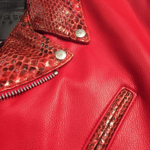 G-Gator Candy Red Diamond Back Python Biker Jacket - Dudes Boutique