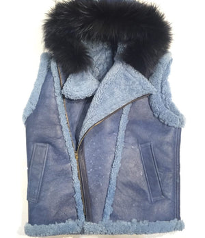 Jakewood Shearling Vest w/ Fox Collar - Dudes Boutique