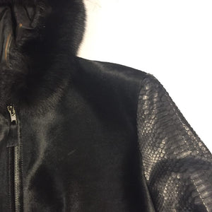 G-Gator Pony Hair/Python Bomber w/ Fox Trimmed Hood - Dudes Boutique