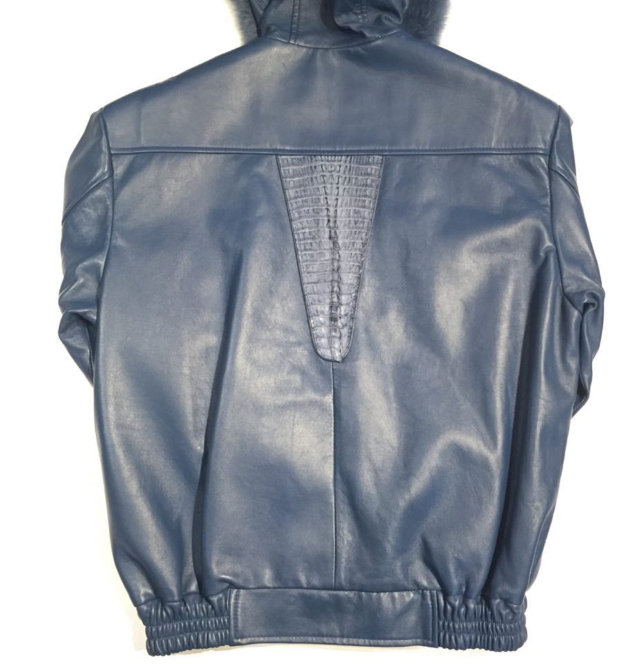 G-Gator Lambskin/Crocodile Bomber w/ Fox Trimmed Hood - Dudes Boutique