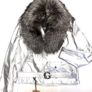 G-Gator Silver Coyote/Lambskin Biker Jacket - Dudes Boutique