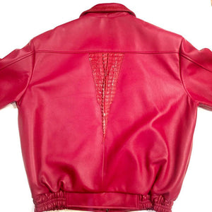 G-Gator Candy Red Alligator/Lambskin Bomber Jacket - Dudes Boutique