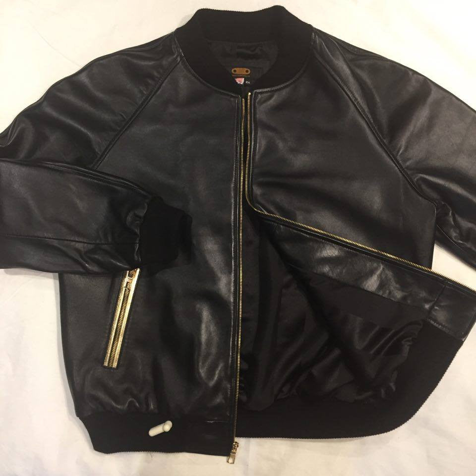 G-Gator Black/Gold Lambskin Bomber Jacket - Dudes Boutique