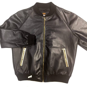 G-Gator Black/Gold Lambskin Bomber Jacket - Dudes Boutique