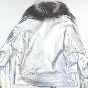G-Gator Silver Coyote/Lambskin Biker Jacket - Dudes Boutique