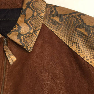 G-Gator Natural Diamond Back Snake/Suede Bomber Jacket - Dudes Boutique