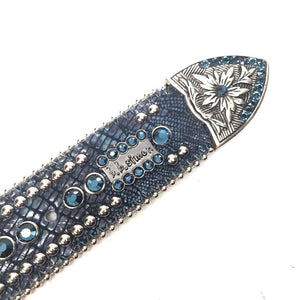b.b. Simon Blue Lizard Crystal Belt - Dudes Boutique