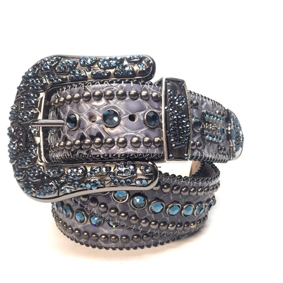 b.b. Simon Ostrich Scale Crystal Belt - Dudes Boutique