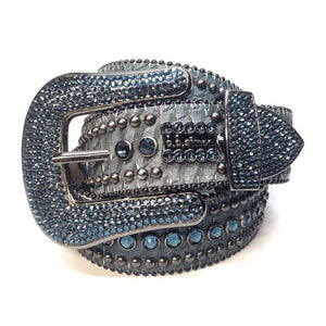 b.b. Simon Deep Blue Python Crystal Belt - Dudes Boutique