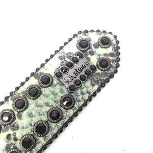b.b. Simon Natural Lime Python Crystal Belt - Dudes Boutique