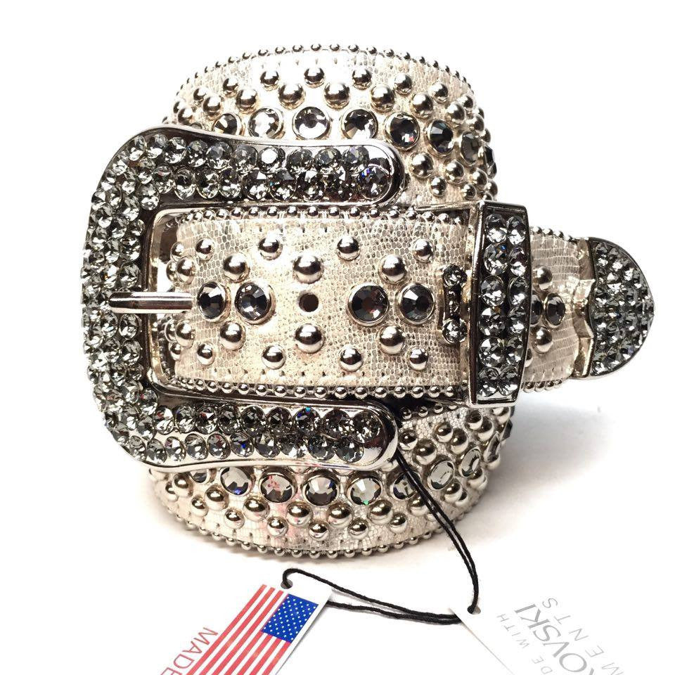 b.b. Simon Silver Lizard Crystal Belt - Dudes Boutique