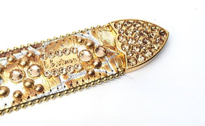 b.b. Simon Metallic Gold Crystal Belt - Dudes Boutique