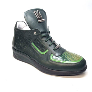 Mauri M711/2 Forest Green Alligator/Nappa/Patent Sneakers - Dudes Boutique