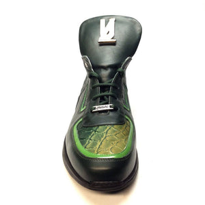Mauri M711/2 Forest Green Alligator/Nappa/Patent Sneakers - Dudes Boutique