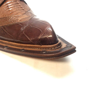 Mauri 44255 "Garda" All Over Ostrich Leg/Alligator Dress Shoe - Dudes Boutique