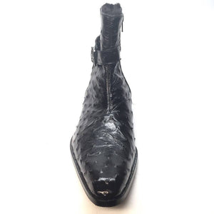 Mauri 4390 Nicotine Ostrich Quill & Mink Fur Ankle Boots - Dudes Boutique
