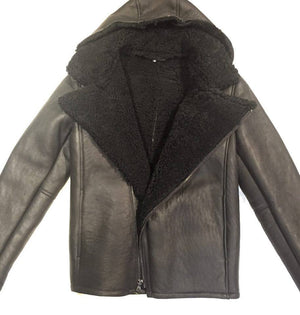 Jakewood Black Shearling Biker Style Jacket - Dudes Boutique