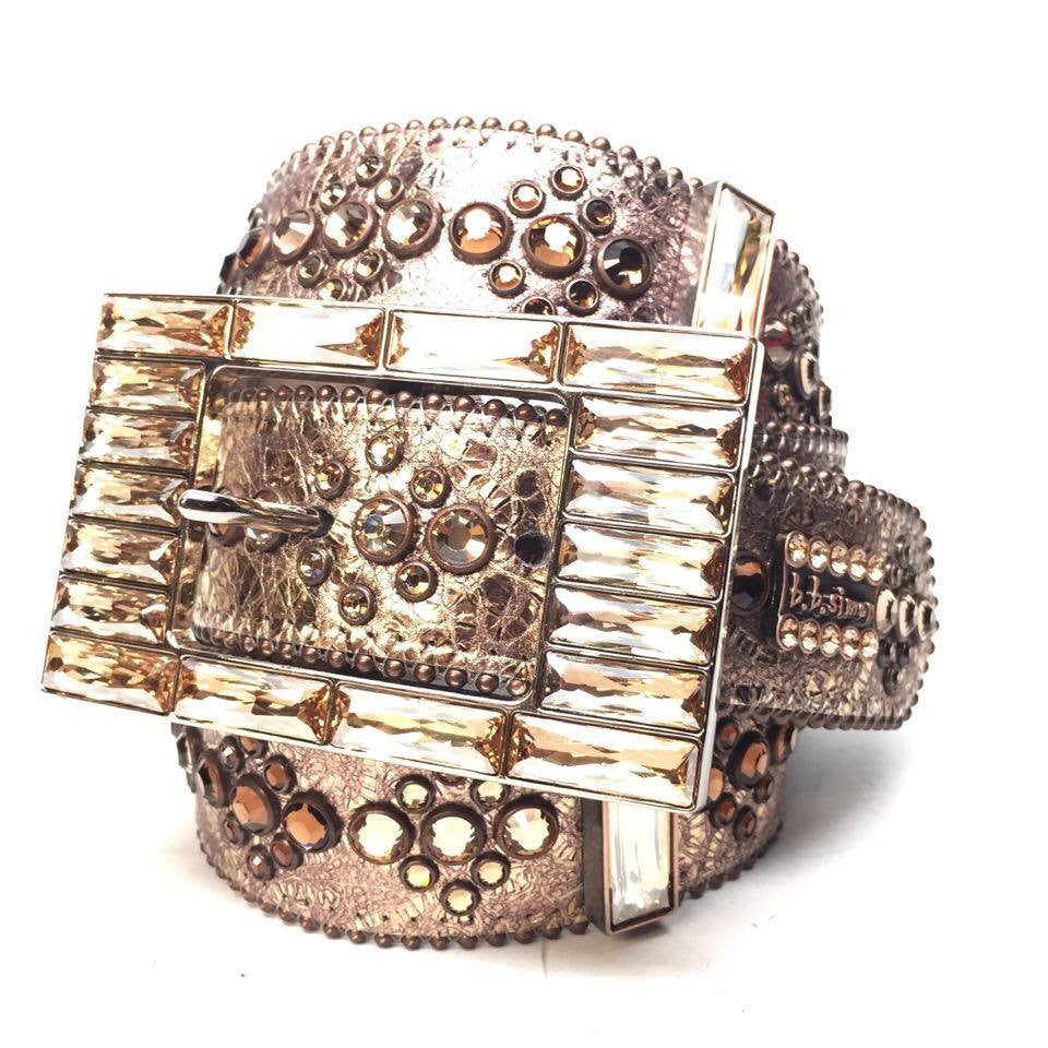 b.b. Simon Bronze Block Crystal Belt - Dudes Boutique