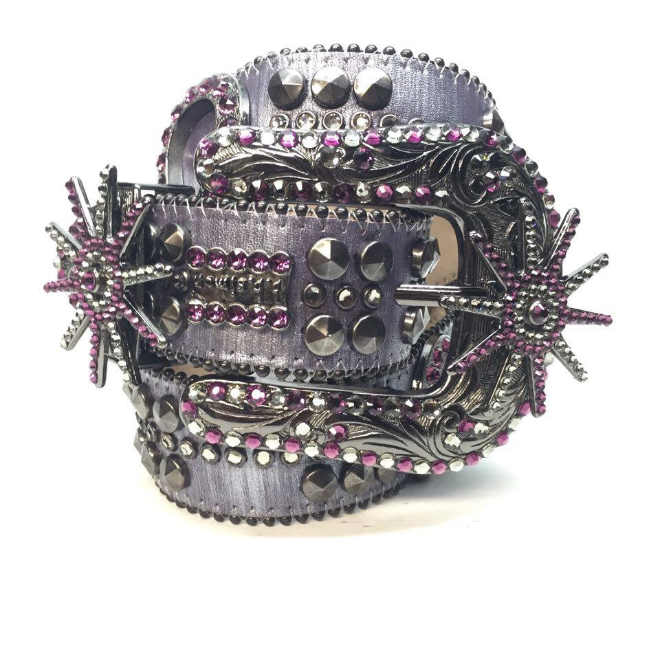 b.b. Simon Purple Horseshoe Crystal Belt - Dudes Boutique