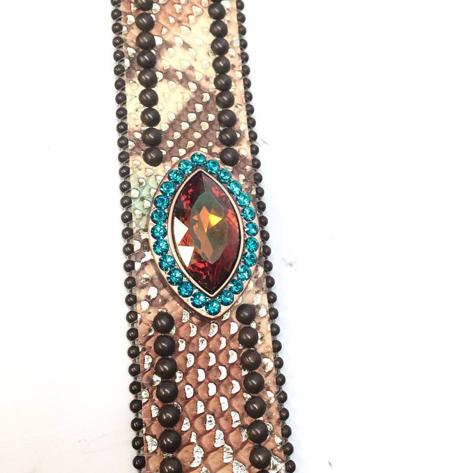 b.b. Simon Python Oval Crystal Belt - Dudes Boutique