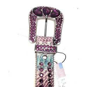 b.b. Simon Purple Python Crystal Belt - Dudes Boutique