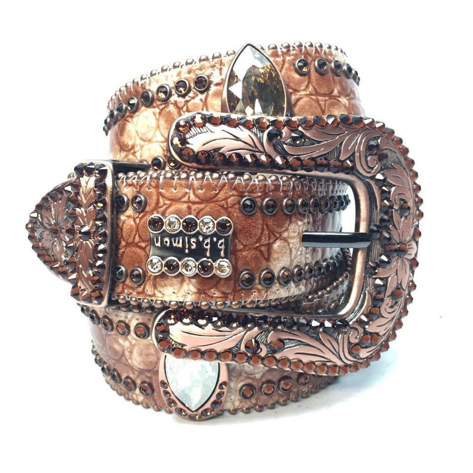 b.b. Simon 'Caramel Candy' Crystal Belt - Dudes Boutique